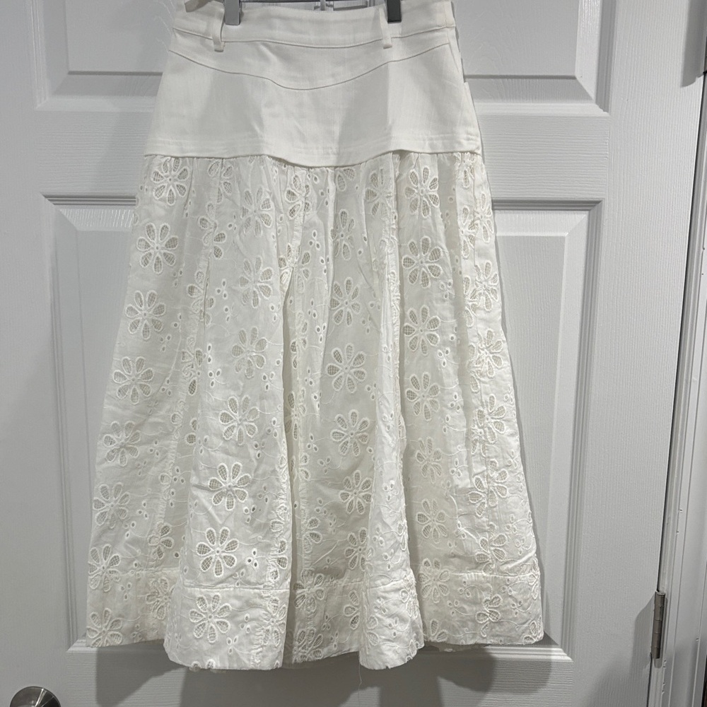 En Saison White Eyelet A-Line Skirt